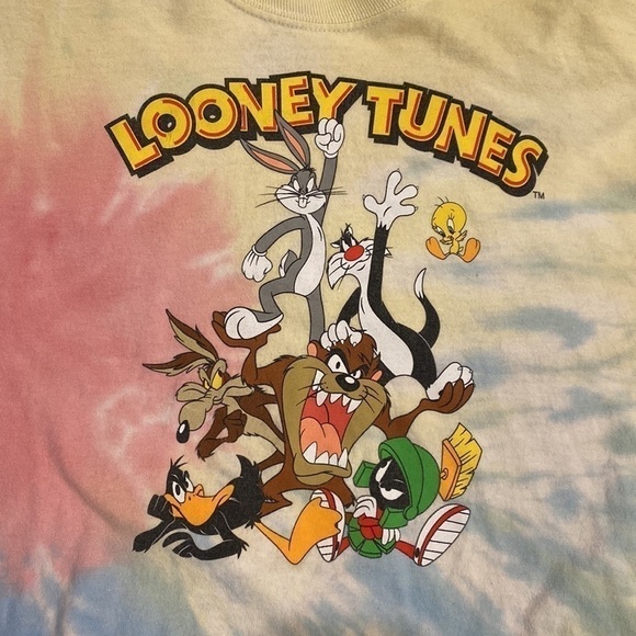 Looney tunes crop top tie dye long sleeve large - Picture 2 of 8